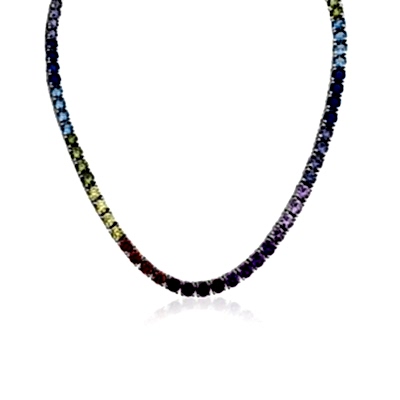 by Eda Çetin - 3 mm Multicolor Tennis Necklace - 40 cm