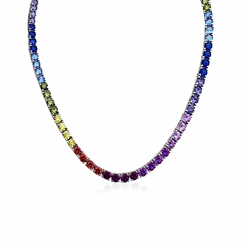 3 mm Multicolor Tennis Necklace - 40 cm