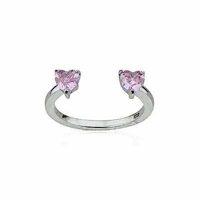 by Eda Çetin - Adjustable Double Heart Stone Ring