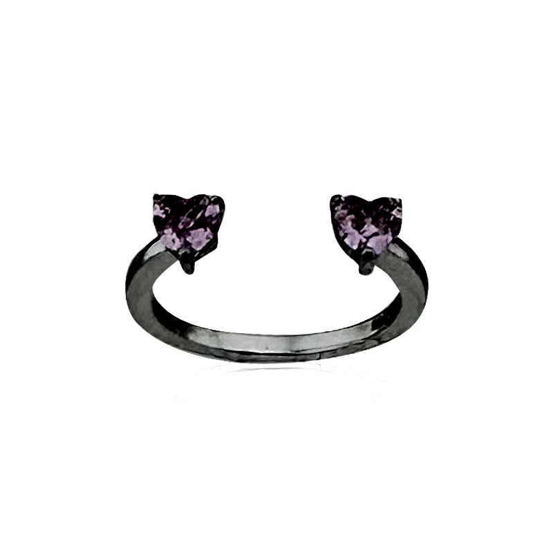 Adjustable Double Heart Stone Ring