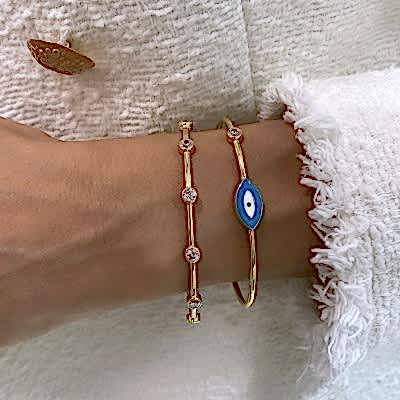 Adjustable Row Stone Bracelet - Thumbnail