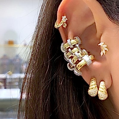 Amber Stone Cartilage Earring - Thumbnail