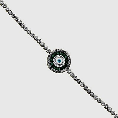 Baguette Stone Glass Eye Bracelet - Thumbnail