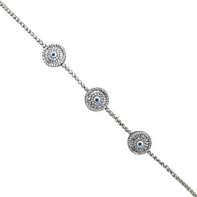 Baguette Stone Glass Eye Bracelet - Three - Thumbnail