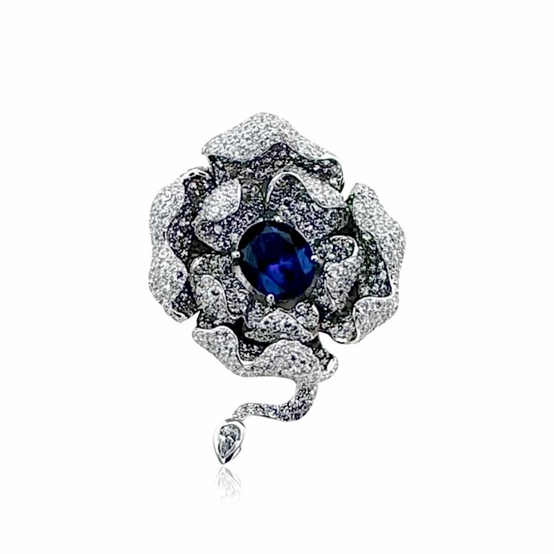 Blue Stone Flower Brooch