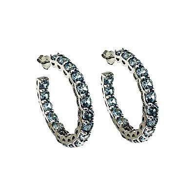 by Eda Çetin - Blue Topaz Hoop Earrings