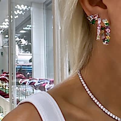by Eda Çetin - Colorful Stone Baguette Hoop Earrings (1)