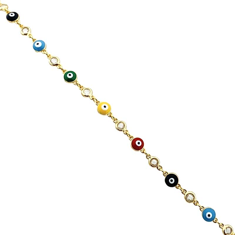 Enameled Classic Evil Eye Bead Bracelet