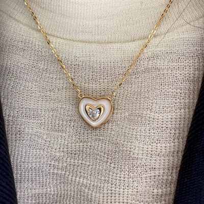 Espino Mother of Pearl Heart Necklace - Thumbnail