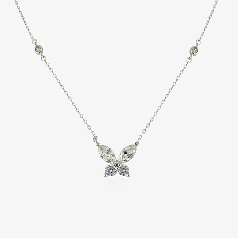  G Color Zircon Butterfly Necklace