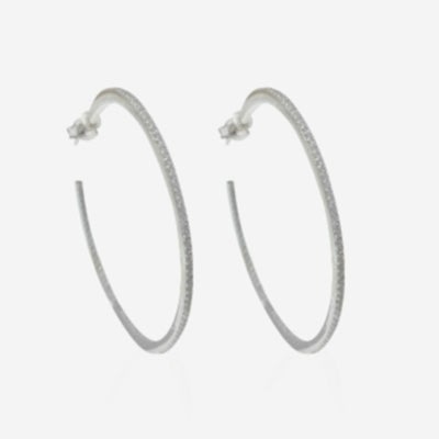 by Eda Çetin - Gemstone Hoop Earrings - 4 cm Diameter