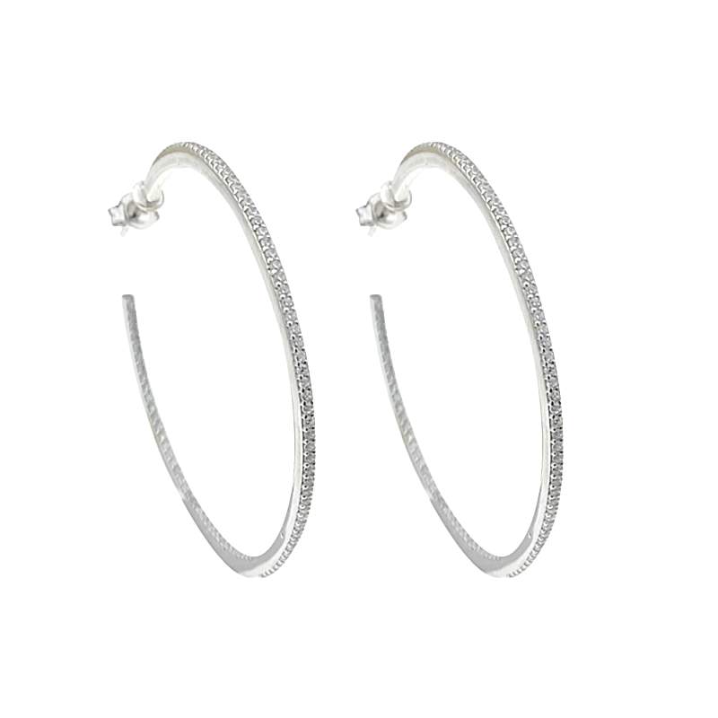 Gemstone Hoop Earrings - 4 cm Diameter