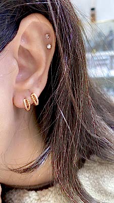 by Eda Çetin - Grazia Mini Stone Hoop Earrings