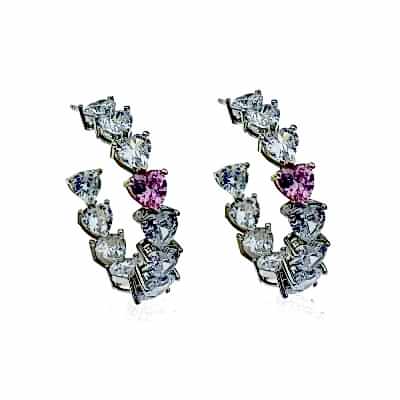 by Eda Çetin - King Pink Heart Hoop Earrings