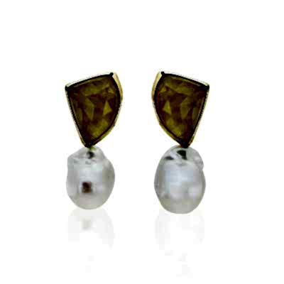 by Eda Çetin - Lemon Quartz Pearl Earrings