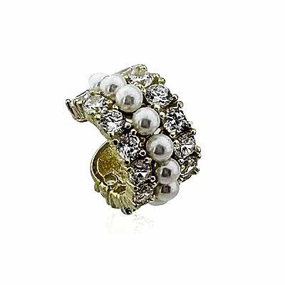 Luve Pearl and Stone Cartilage Earrings - Thumbnail