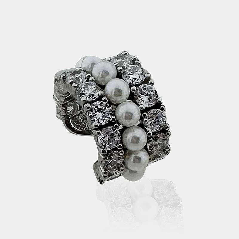 Luve Pearl and Stone Cartilage Earrings