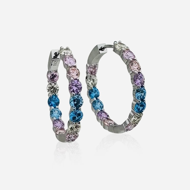 Martina Colorful Stone Hoop Earrings