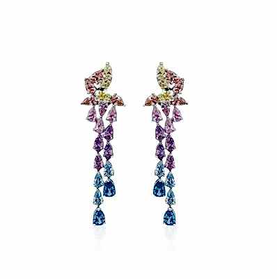 by Eda Çetin - Martina Colorful Stone Pendant Earrings