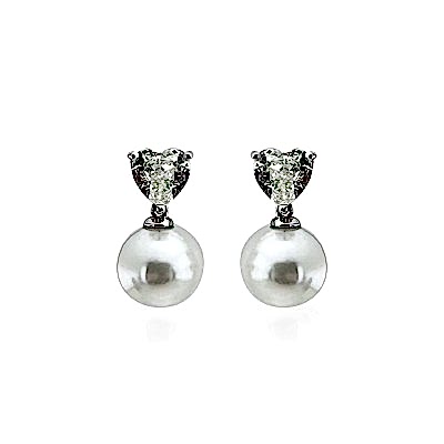 Moissanite Pearl Earring - Thumbnail