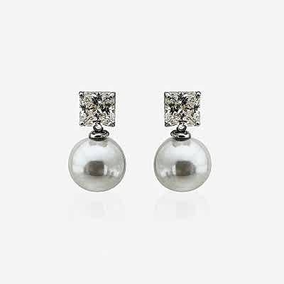 Moissanite Pearl Earring - Thumbnail