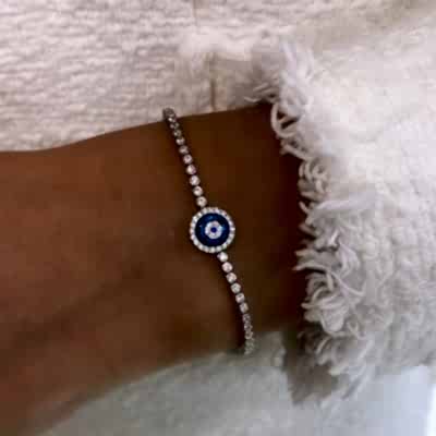 New Series Thin Glass Eye Bracelet - Single - Thumbnail