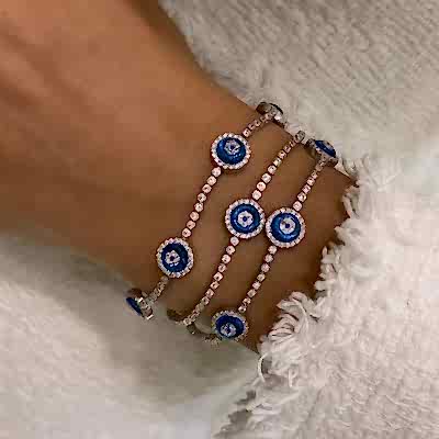 New Series Thin Glass Eye Bracelet - Triple - Thumbnail