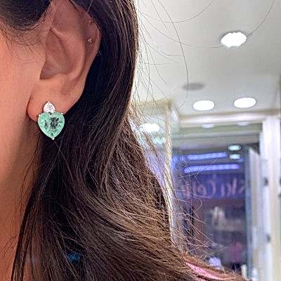 by Eda Çetin - Paraiba Heart Earrings