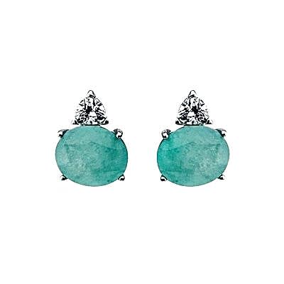 by Eda Çetin - Paraiba Stone Oval Earrings
