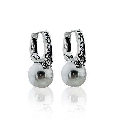 by Eda Çetin - Pearl and Stone Hoop Earrings