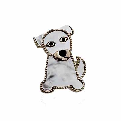 by Eda Çetin - Pearl Dog Figure Brooch