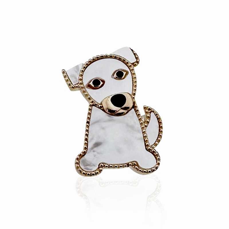 Pearl Dog Figure Brooch