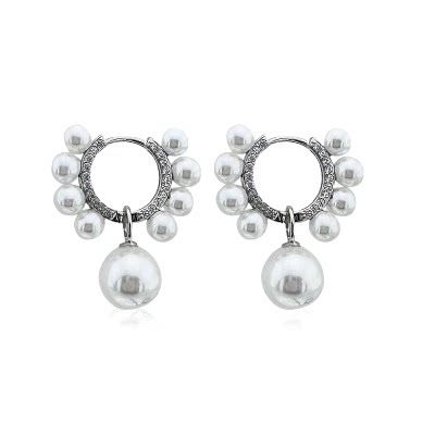 by Eda Çetin - Pearl Row Hoop Earrings