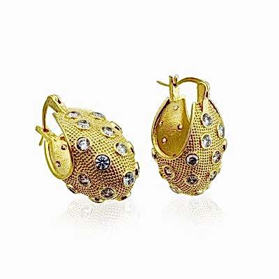 by Eda Çetin - Ruub Oval Stone Processed Ball Earrings