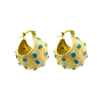 Ruub Stone Processed Ball Earrings - Thumbnail