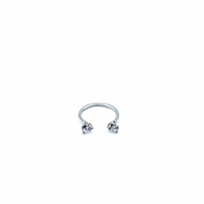 by Eda Çetin - Silver Color Single Stone Form Joint Ring