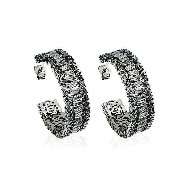 Suzanna Baguette Hoop Earrings