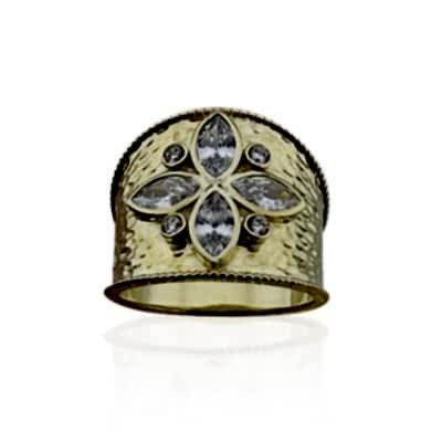 Tattoo Plate Marquise Ring - Thumbnail