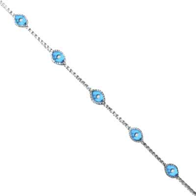 by Eda Çetin - Thin Mounted Glass Eye Bracelet - Set of Five