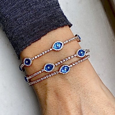 by Eda Çetin - Thin Mounted Glass Eye Bracelet - Triple (1)