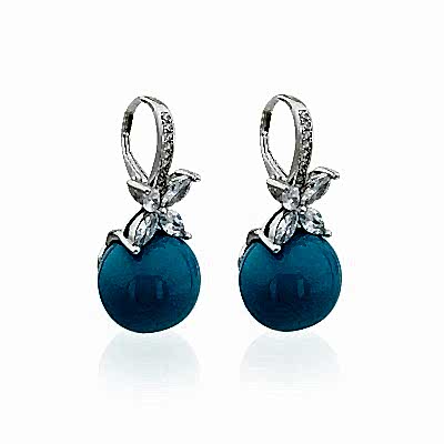 by Eda Çetin - Turquoise Ball Marquise Earrings (1)