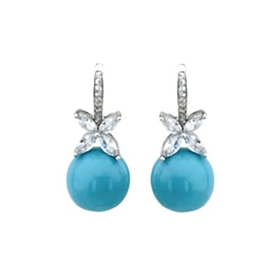by Eda Çetin - Turquoise Ball Marquise Earrings