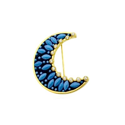 by Eda Çetin - Turquoise Crescent Brooch