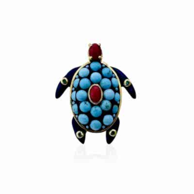 by Eda Çetin - Turtle Collection Brooch - Turquoise