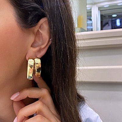 V Form Italian Earrings - Thumbnail