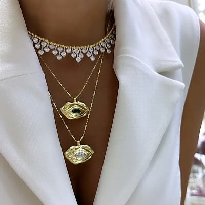 Zoe Plate Eye Necklace - Thumbnail
